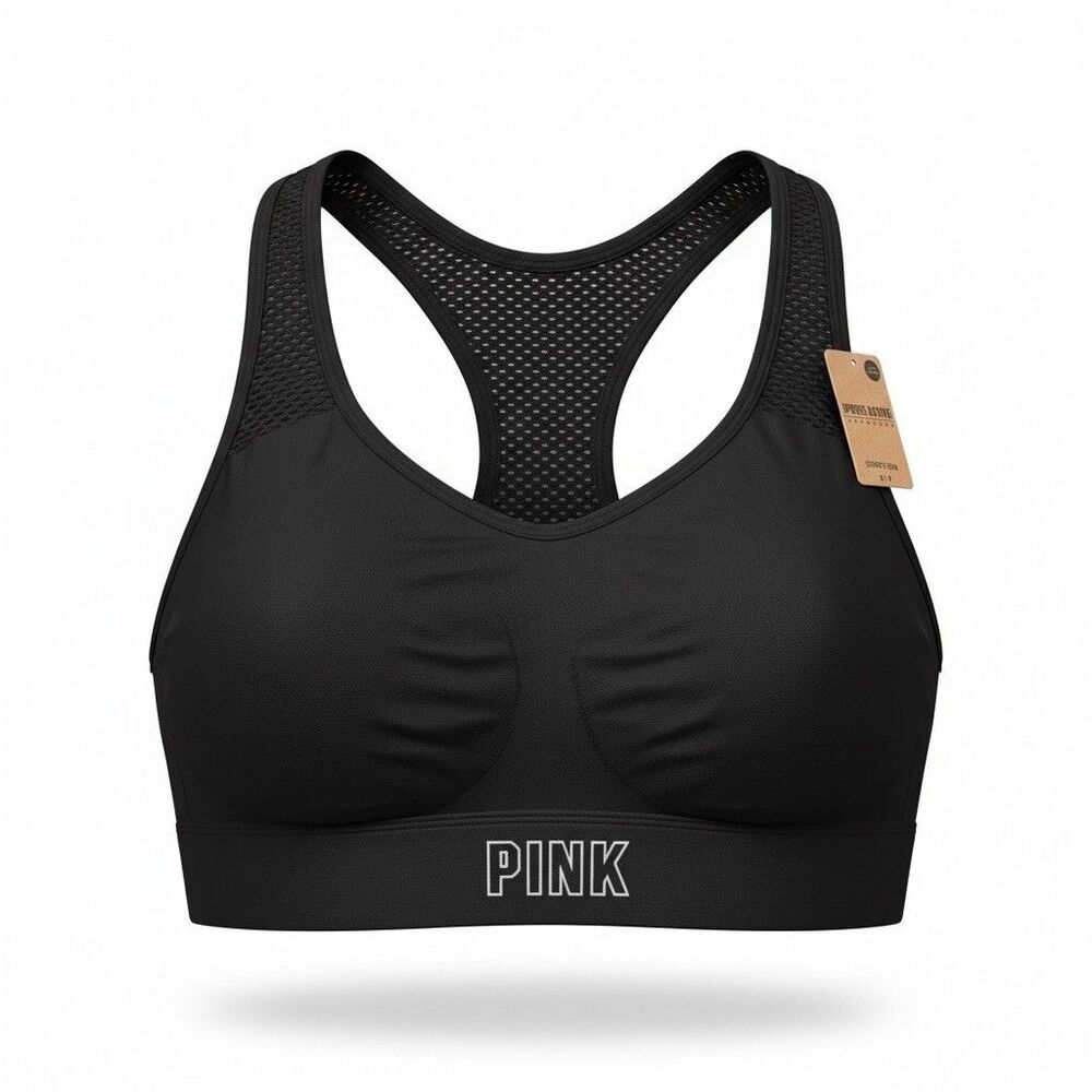 PINK Sport Seamless Lightly Lined Sports Bra Small Black NWT